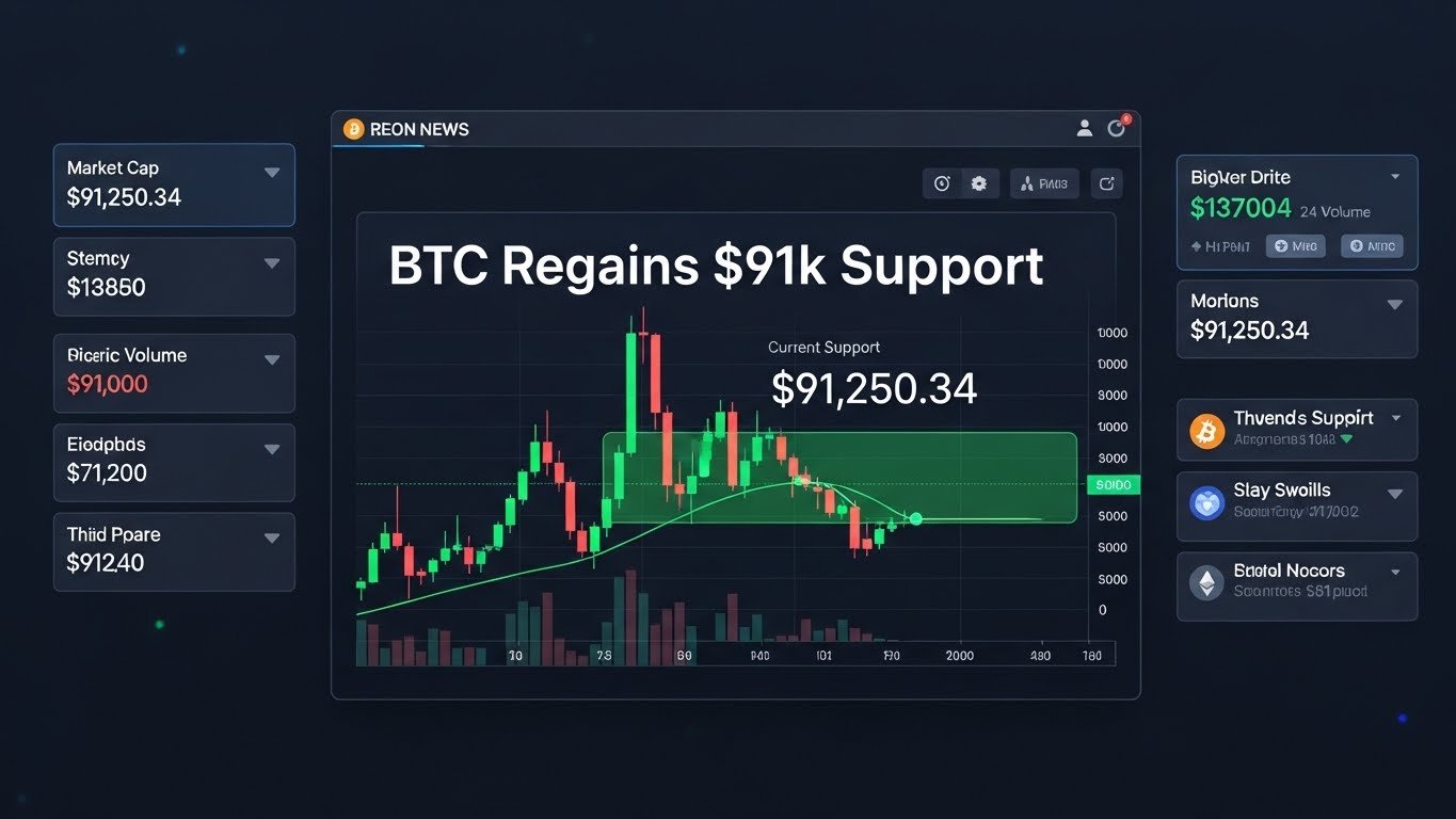 Bitcoin Price Snapshot BTC Regains $91k Support