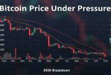 Bitcoin price under pressure amid $92K breakdown
