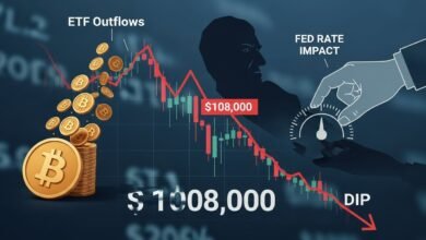 Bitcoin Price Dips Below $108K ETF Outflows & Fed Rate Impact