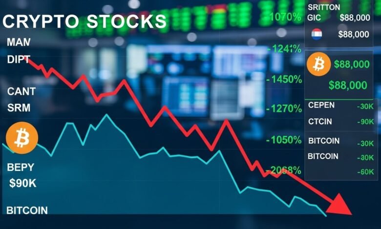 Crypto Stocks Pare Gains as Bitcoin Retreats From $90K Rally
