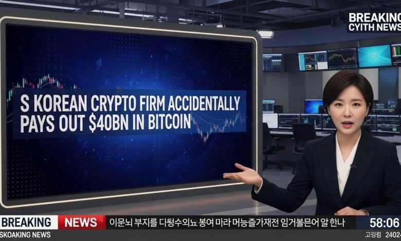 A South Korean crypto firm accidentally pays out $40bn in Bitcoin due to a system glitch — learn what happened and what it means for crypto safety.