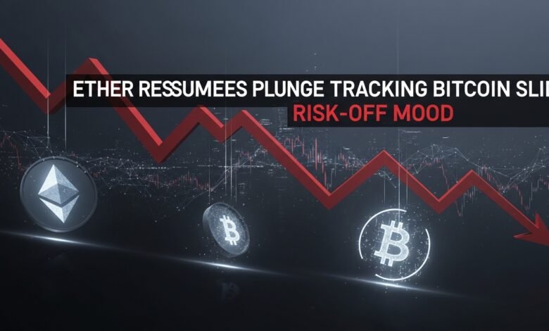 Ether Resumes Plunge Tracking Bitcoin Slide Risk-Off Mood